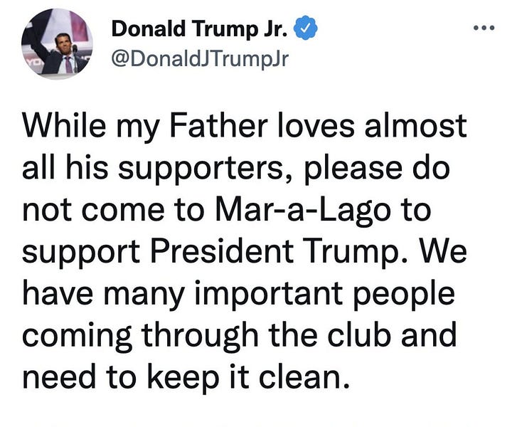 Fact Check: Did Donald Trump Jr. Tell Supporters Not to Come to Mar-a-Lago?