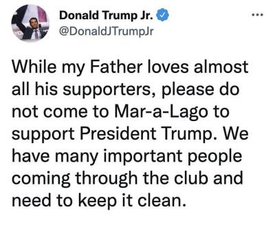 Fact Check: Did Donald Trump Jr. Tell Supporters Not to Come to Mar-a-Lago?