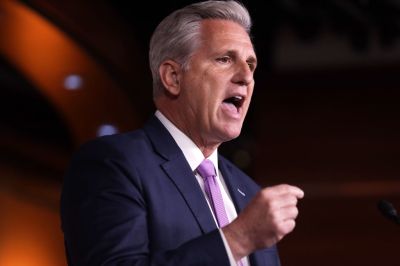 U.S. House Minority Leader Rep. Kevin McCarthy (R-CA) speaks during his weekly news conference on Ca...