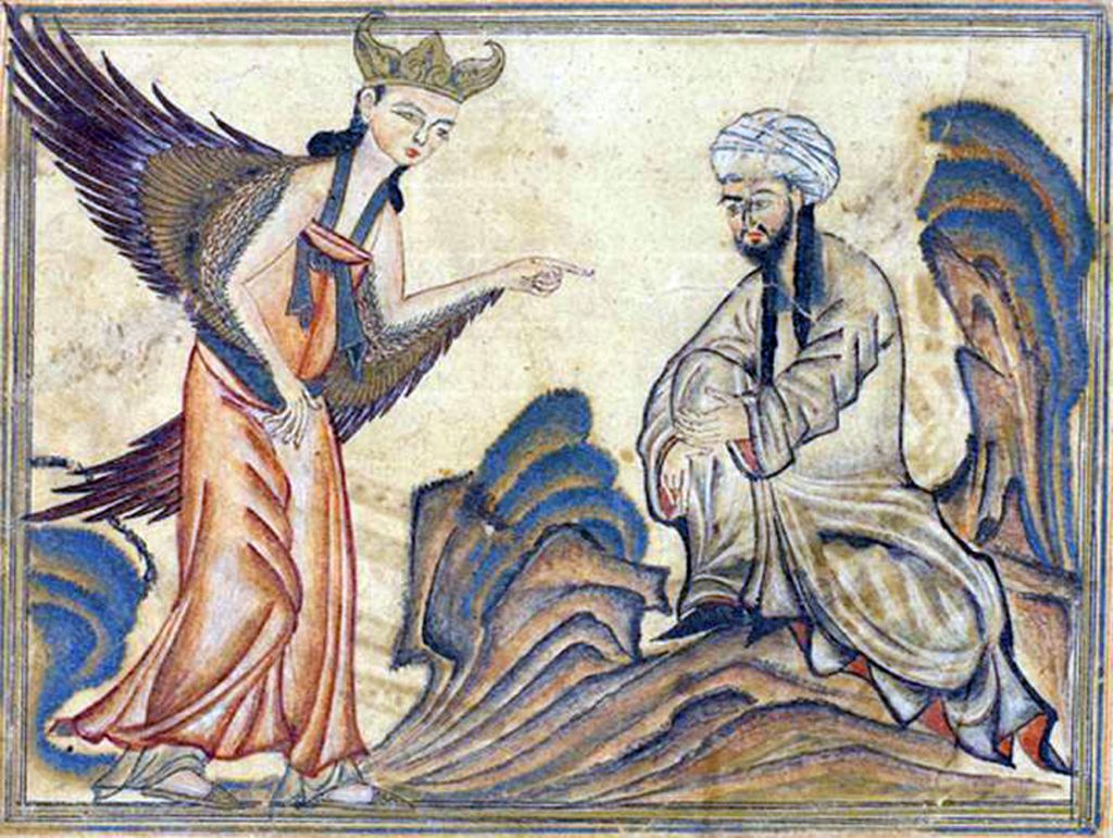 Iran-Persia: The Prophet Muhammad receiving his first revelation from God through the Angel Jibril (Gabriel), Tabriz, 1307 CE