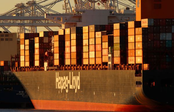 Container Ship Unloaded in Bayonne, New Jersey