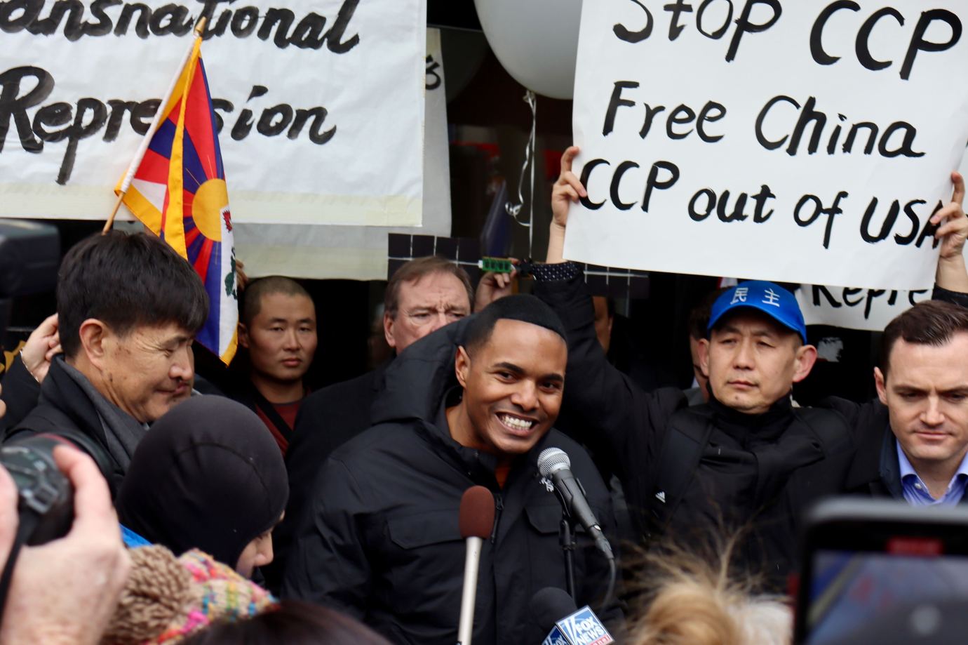 Rep. Ritchie Torres speaks at the rally. (Photo by Haley Byrd Wilt)