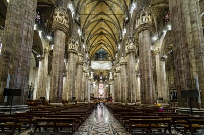 Interior view of Milan Cathedral, Duomo di Milano, with