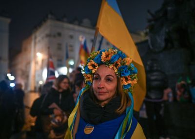 Daily Protest In Support Of Ukraine In Krakow