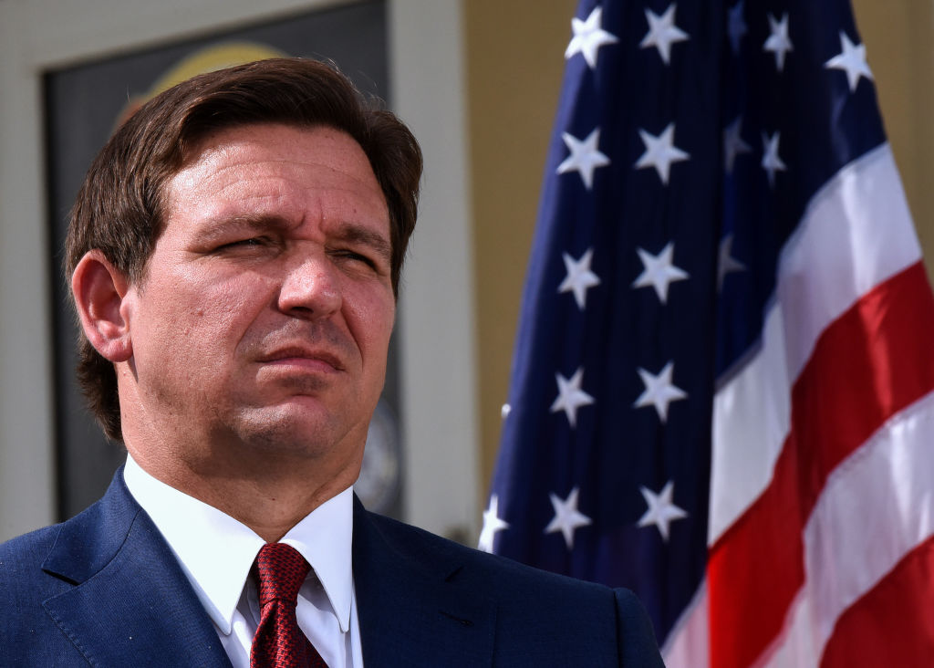 Florida Gov. Ron DeSantis seen during a press conference to