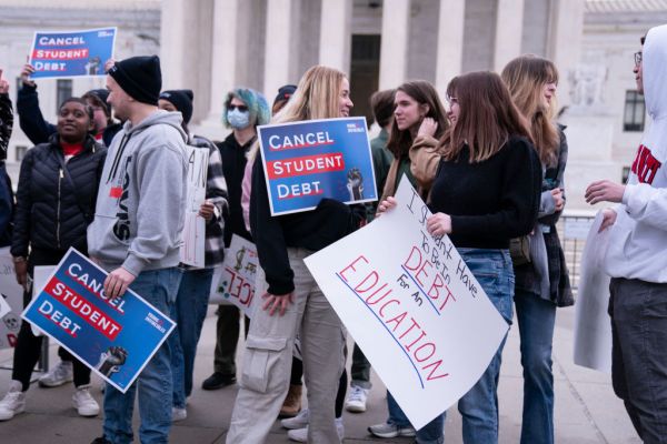 Protest for Student Debt Cancellation Outside of the Supreme Court