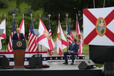 President Trump Delivers Remarks At Jupiter, FL Lighthouse