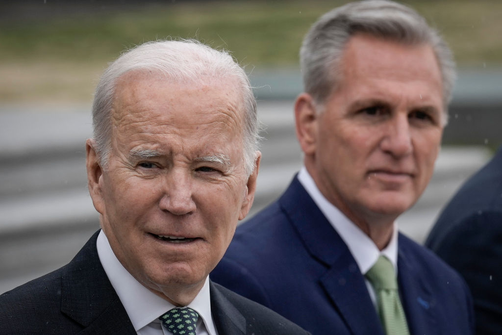 President Joe Biden and Speaker of the House Kevin McCarthy depart the U.S. Capitol. (Photo by Drew Angerer/Getty Images)