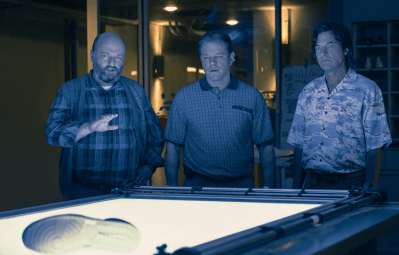 (Matthew Maher, Matt Damon, and Jason Bateman in 'Air.' Photo by ANACARBALLOSA/Ana Carballosa/Amazon...