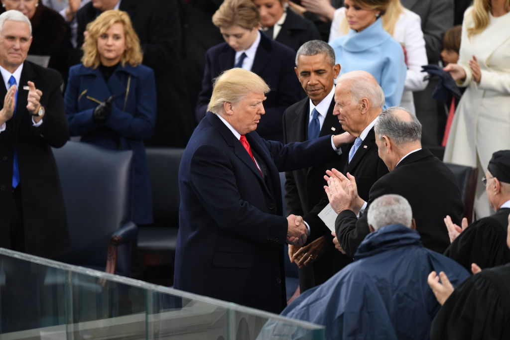 WASHINGTON, DC – JANUARY 20: President Donald J. Trump shakes h