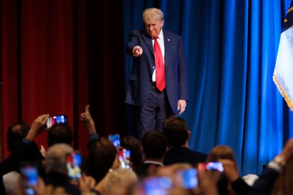 Former President Donald Trump speaks during the North Carolina Republican Party Convention in Greensboro.
