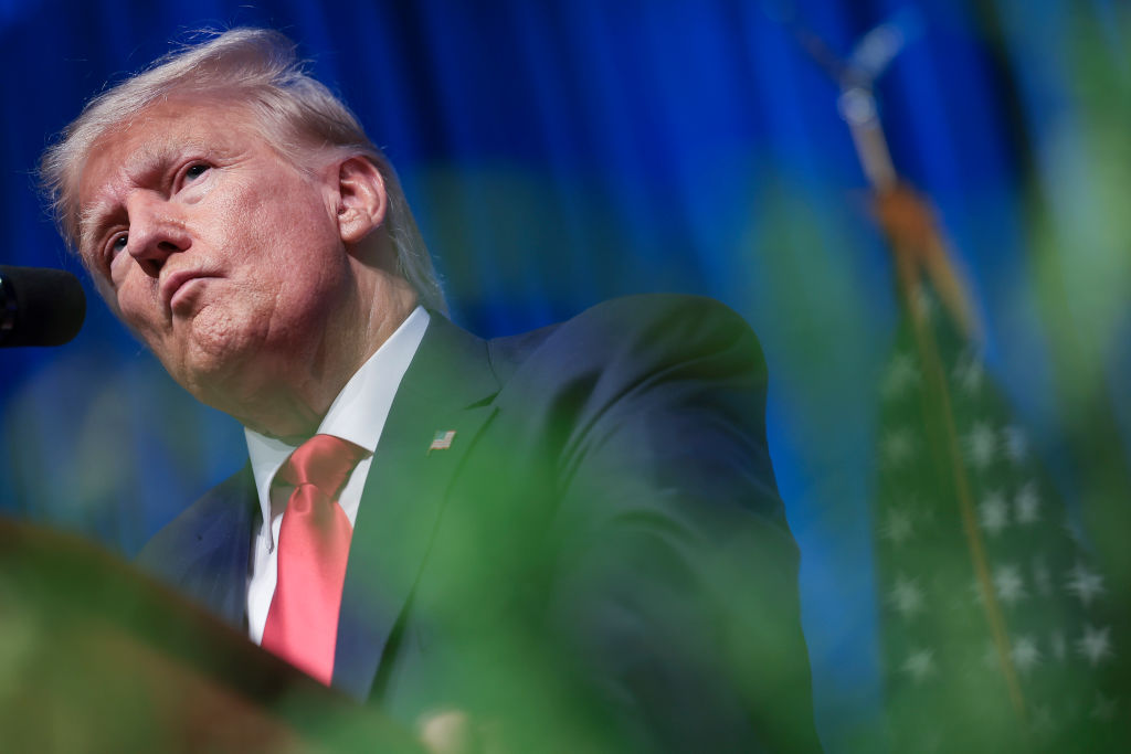 Former President Donald Trump delivers remarks June 10, 2023 in Greensboro, North Carolina. (Photo by Win McNamee/Getty Images)