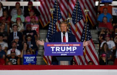 Donald Trump Holds A Campaign Rally In Erie, Pennsylvania