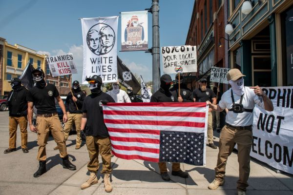 Right Wing Protesters Demonstrate Outside Of A Drag Story Time In Livingston, Montana