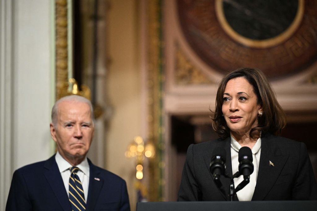 Vice President Kamala Harris with US President Joe Biden. (Photo by Mandel NGAN / AFP) (Photo by MANDEL NGAN/AFP via Getty Images)