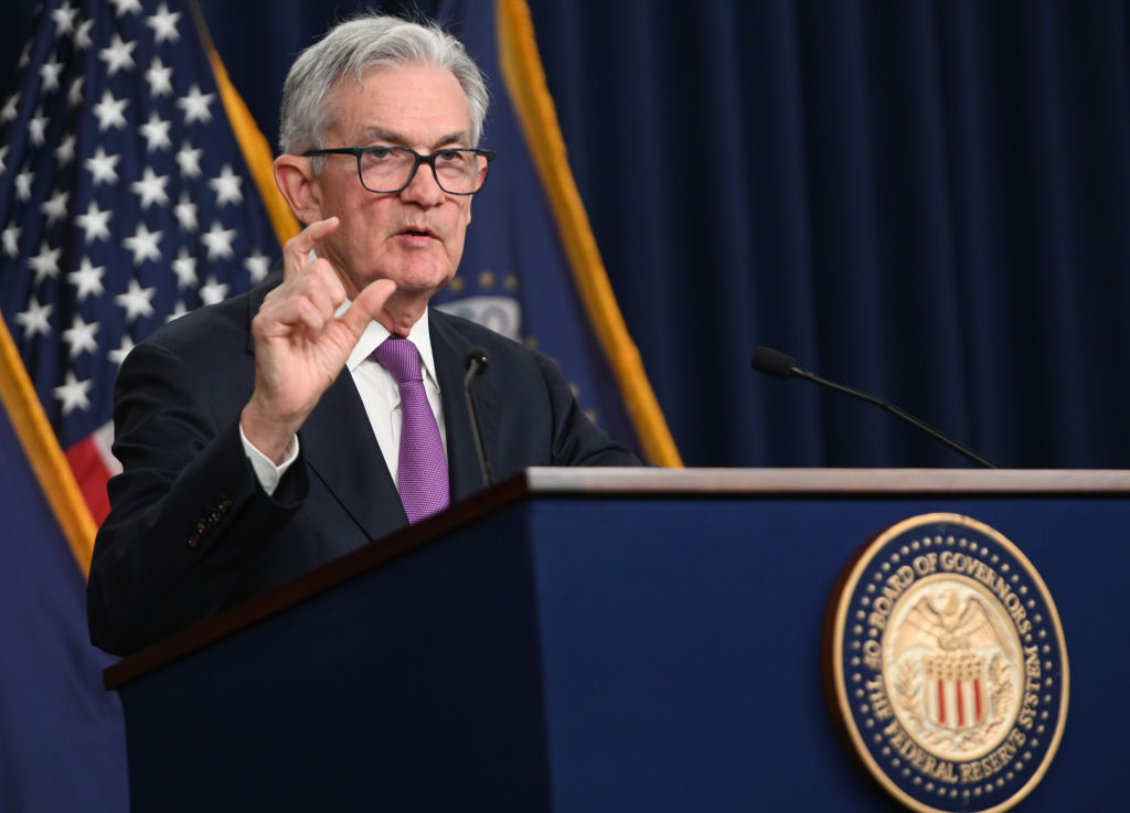 Federal Reserve Chair Jerome Powell speaks during a news conference after a Federal Open Market Committee (FOMC) meeting on September 20, 2023, in Washington, D.C. (Photo by Chen Mengtong/China News Service/VCG via Getty Images)