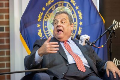 GOP Presidential Candidate Chris Christie Takes Part In A SiriusXM Town Hall With Host Steve Scully At New England College