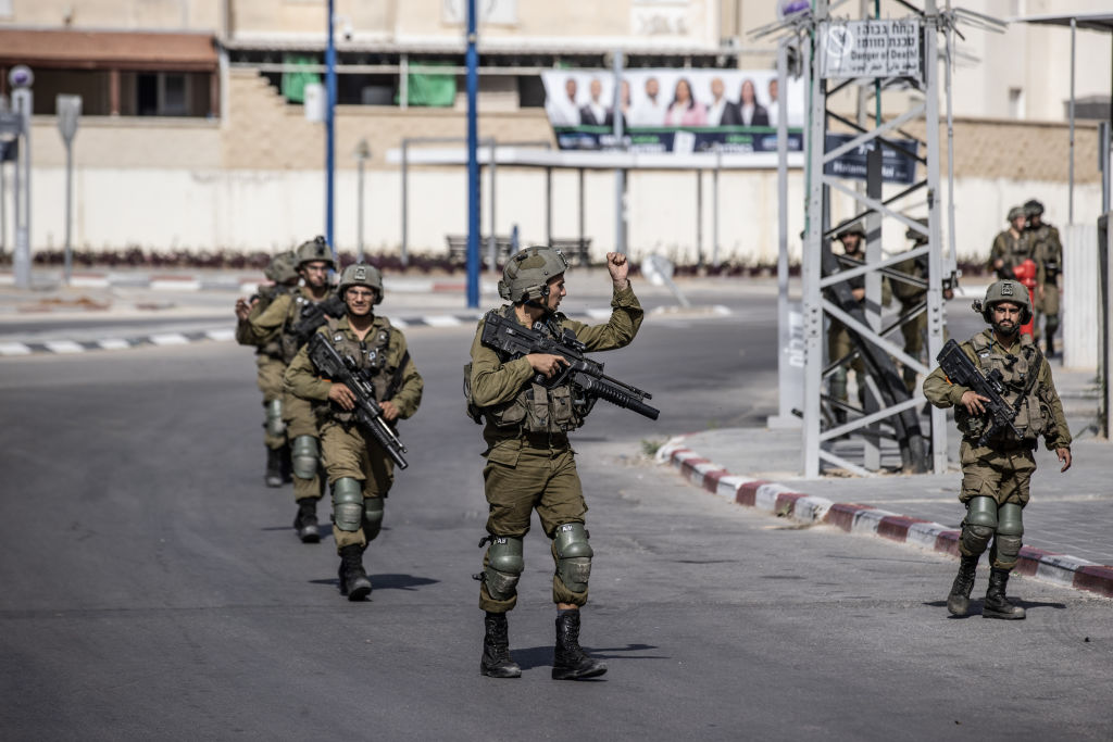 Israeli forces take security measures in Sderot amid Israeli-Palestinian escalation