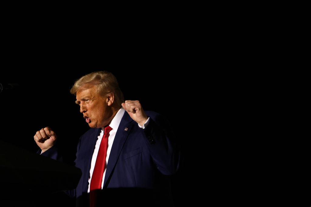 Former President Donald Trump speaks during a campaign rally on November 8, 2023, in Hialeah, Florida. (Photo by Alon Skuy/Getty Images)