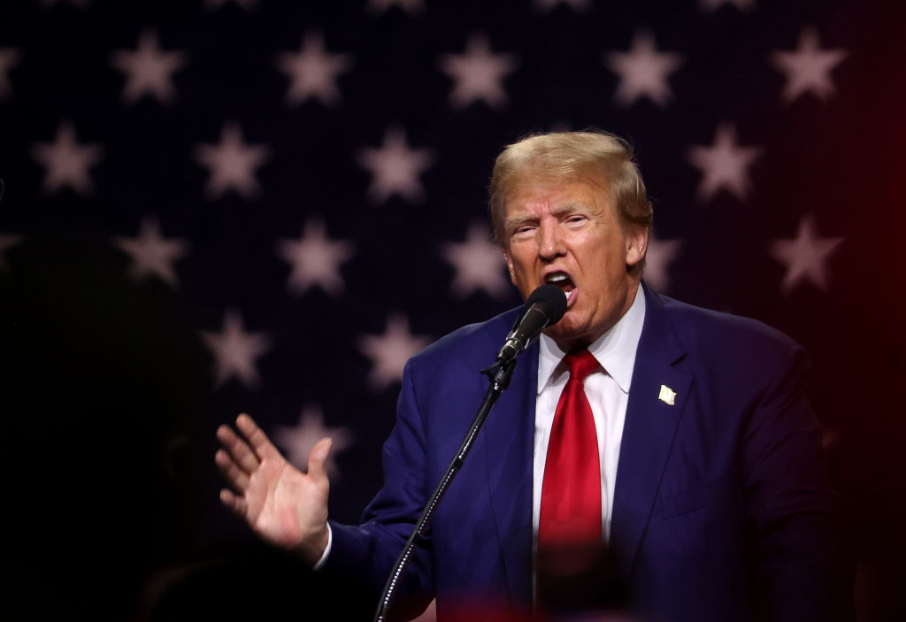 Former U.S. President Donald Trump delivers remarks during a campaign rally at the Reno-Sparks Convention Center on December 17, 2023 in Reno, Nevada. (Photo by Justin Sullivan/Getty Images)