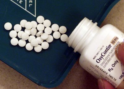 Oxycontin pills. oxycodone hydrochloride. prescription only pain medication.