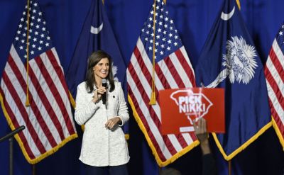 Republican presidential candidate Nikki Haley delivers remarks In South Carolina