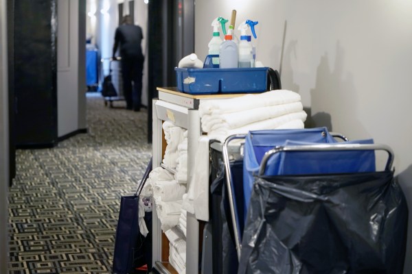 Cleaners trolley at hotel.