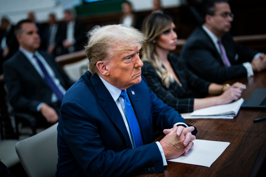 Former President Donald Trump waits to take the witness stand at the New York Supreme Court in New York City on Monday, November 6, 2023. (Photo by Jabin Botsford/The Washington Post via Getty Images)