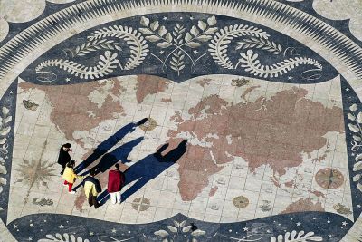 World Map, mosaic, bank of the Tagus river, Lisbon