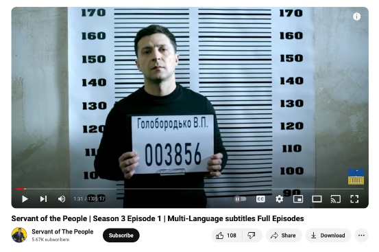 Frame from Zelensky’s arrest scene in Servant of the People.