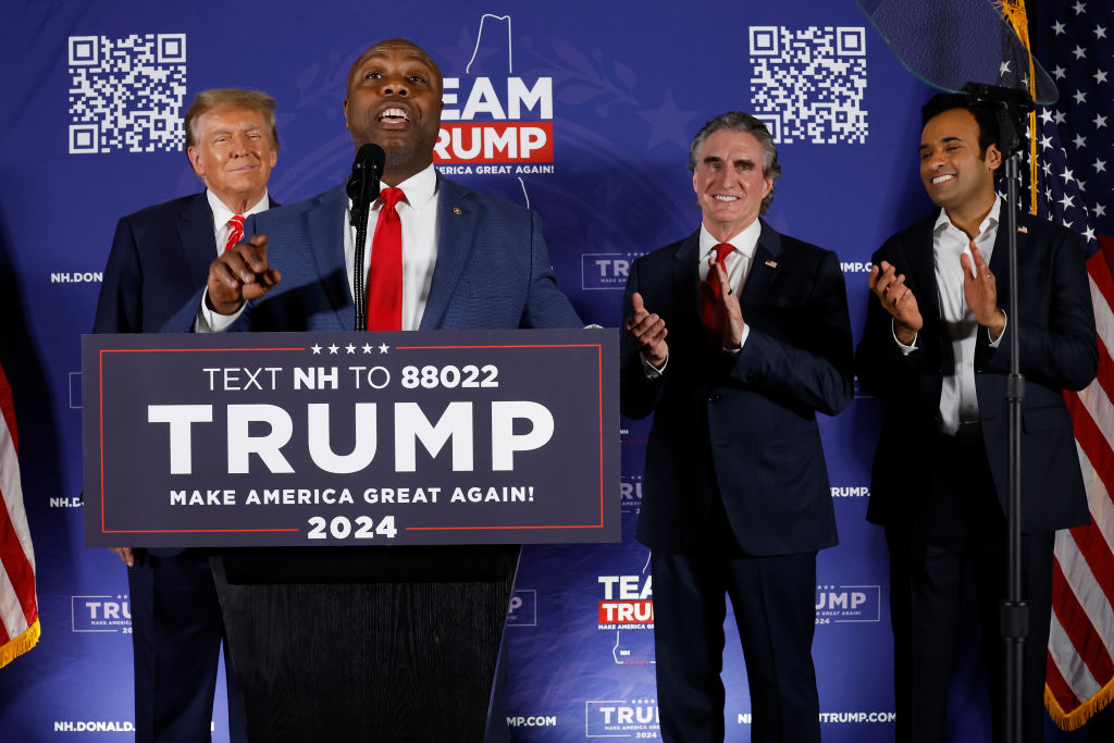 Former President Trump Holds Campaign Rally Day Before New Hampshire Primary In Laconia, New Hampshire