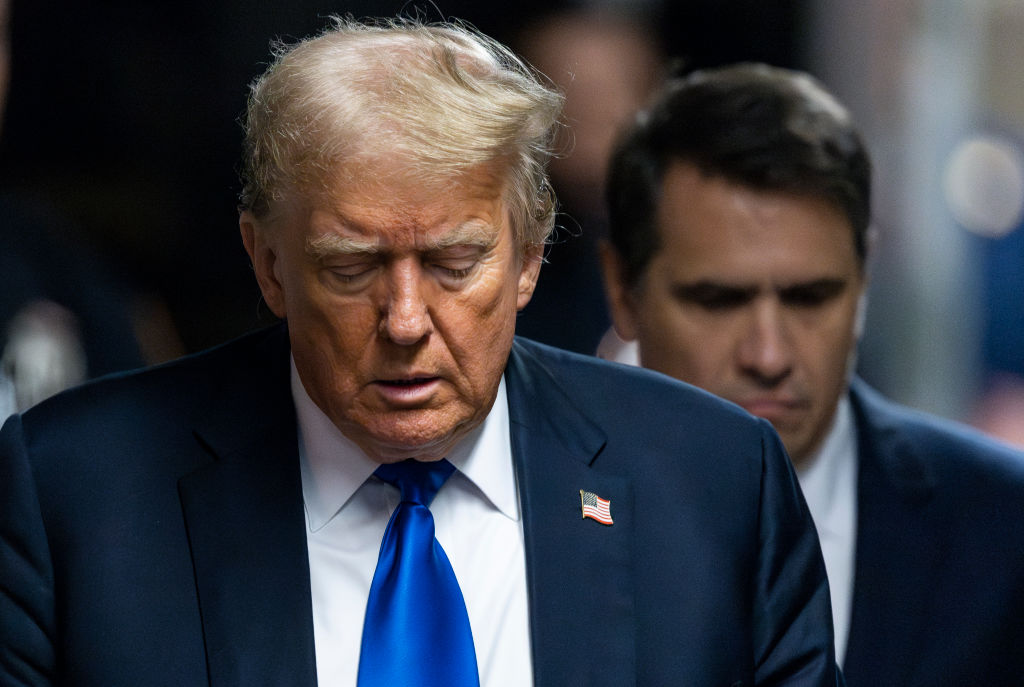 Former President Donald Trump arrives for his hush money trial on May 30, 2024, in New York City. (Photo by Justin Lane - Pool/Getty Images)