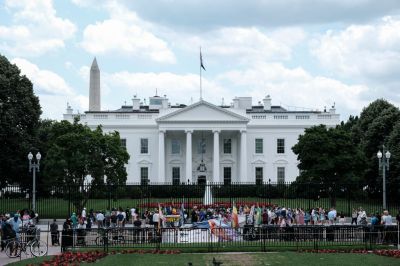 WASHINGTON, US- MAY 29: Tourist gather outside of The   White H