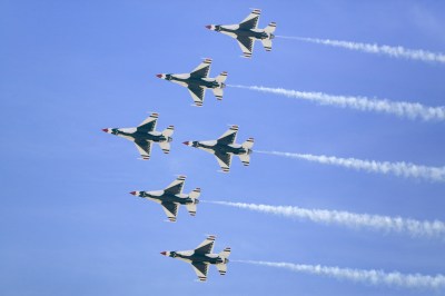 Six US Air Force F-16C Fighting Falcons