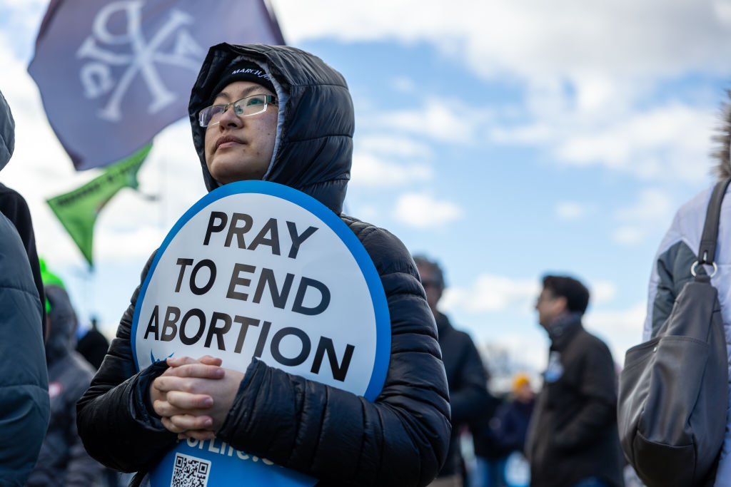 Pro-life supporters gather on the National Mall in Washington, D.C., ahead of the March for Life on January 20, 2023. (Photo by Nathan Posner/Anadolu Agency via Getty Images)