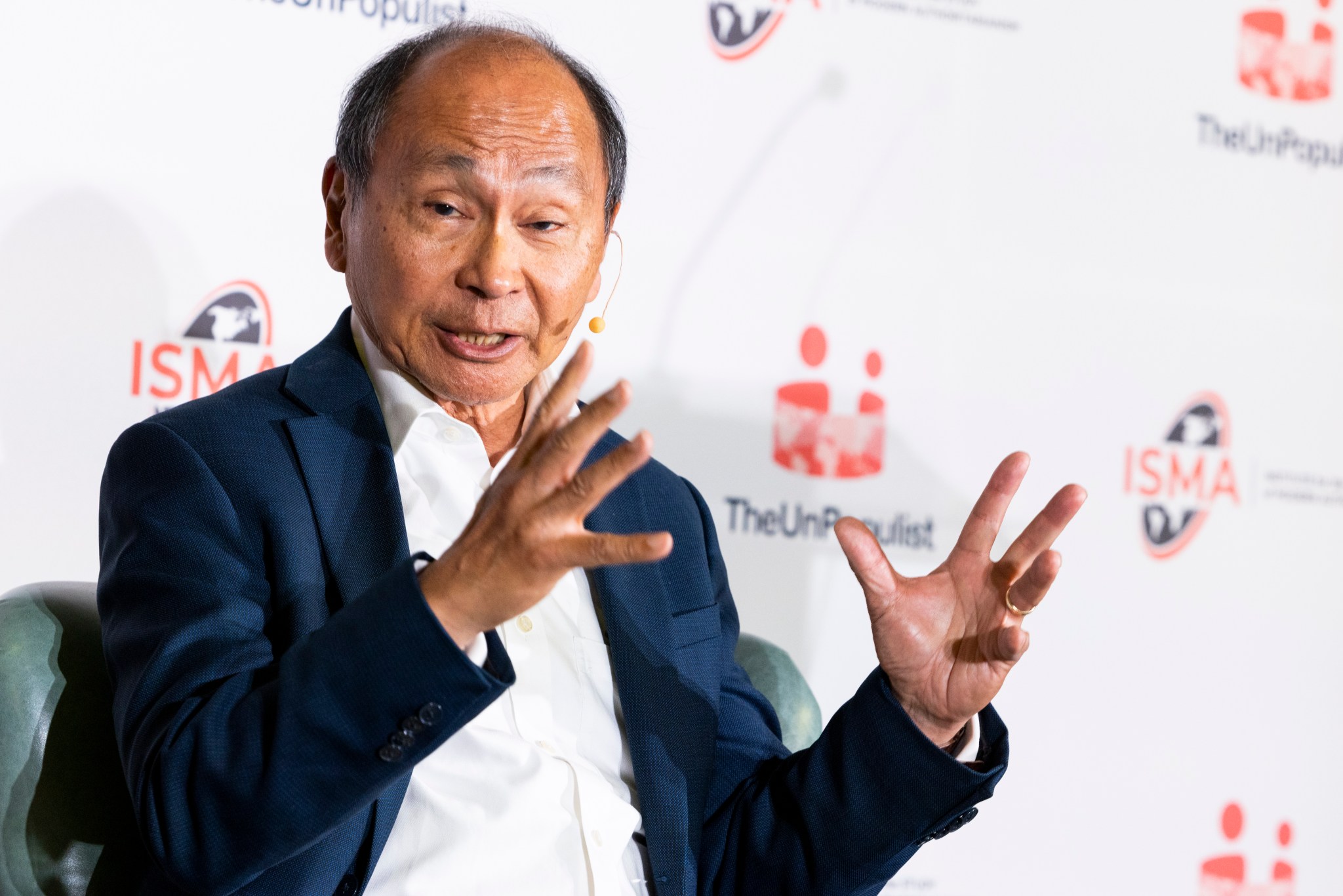 Francis Fukuyama speaks during the Liberalism for the 21st Century conference in Washington, D.C., on July 12, 2024. (Photo by Kris Tripplaar, courtesy of the Institute for the Study of Modern Authoritarianism)