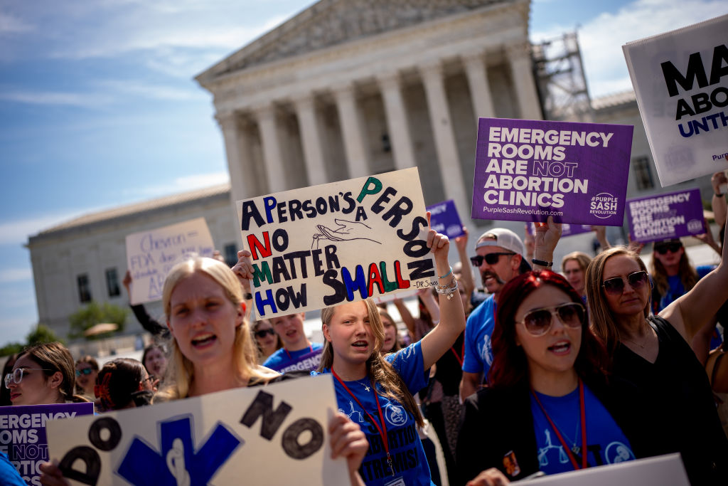 A group of pro-life supporters rally in front of the Supreme Court on June 20, 2024 in Washington, DC. (Photo by Andrew Harnik/Getty Images)