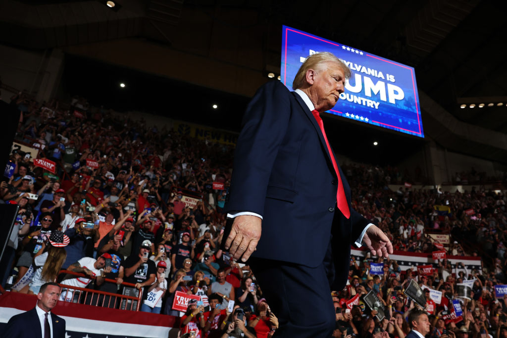 Former U.S. President Donald Trump walks onstage at a rally on July 31, 2024, in Harrisburg, Pennsylvania. (Photo by Spencer Platt/Getty Images)