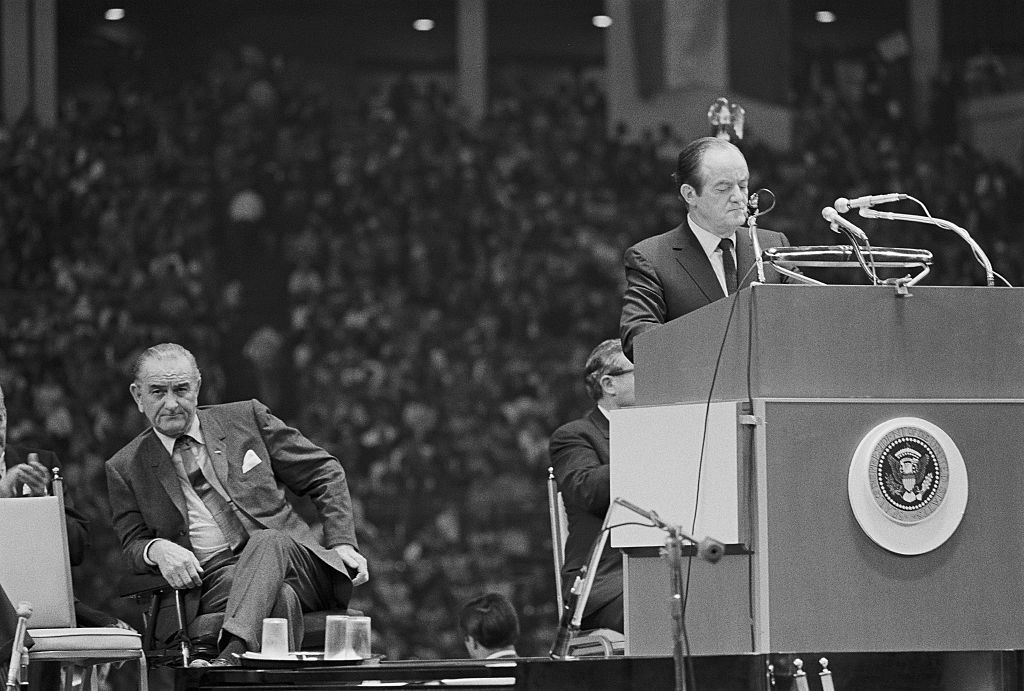 President Johnson Listening to Vice President Humphrey
