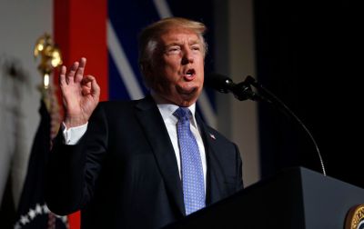 President Donald Trump Speaks At Heritage Foundation Meeting