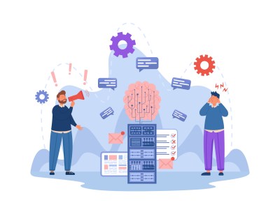 Man protesting against AI and disinformation vector illustration