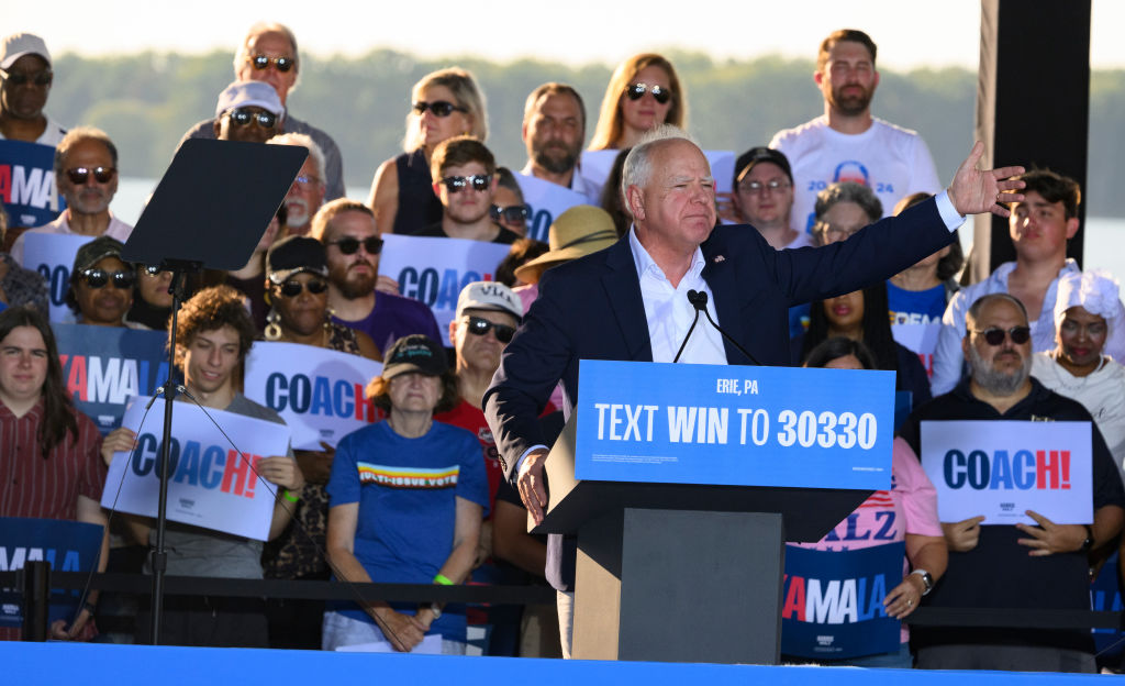 Democratic Vice Presidential Nominee Tim Walz Holds A Campaign Rally In Erie, Pennsylvania
