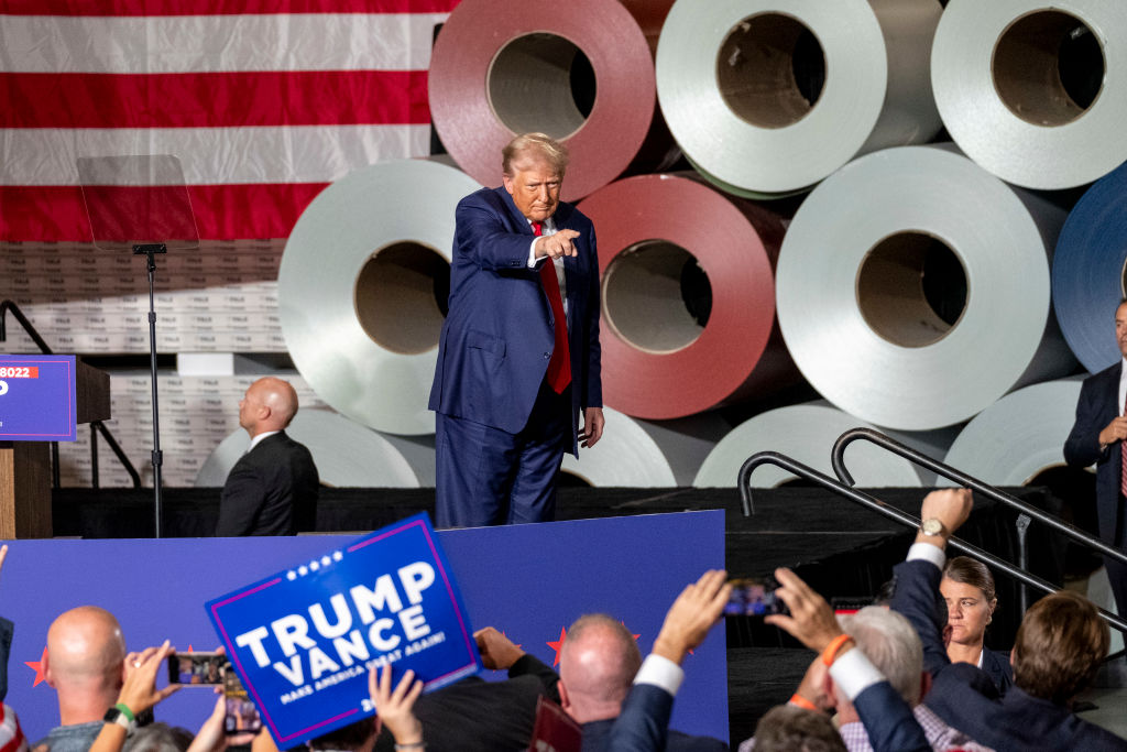 Former President Donald Trump attends a campaign event in Walker, Michigan, on Friday, September 27, 2024. (Photo by Joel Angel Juarez for The Washington Post via Getty Images)