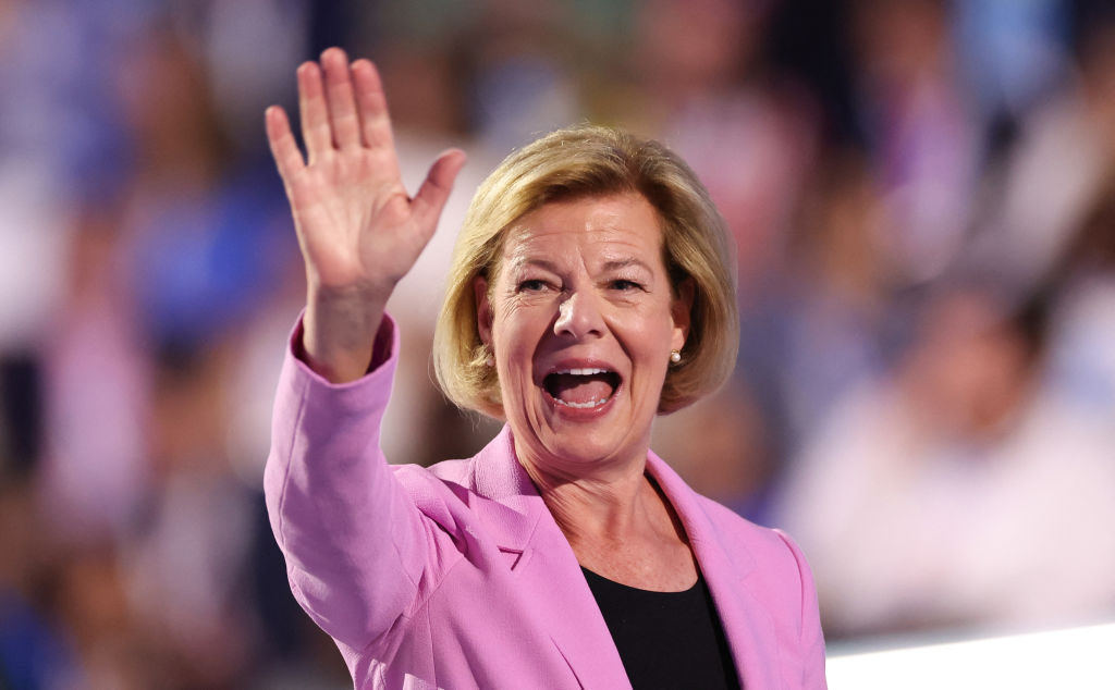 Wisconsin Sen. Tammy Baldwin speaks on the  last day of the Democratic National Convention at the United Center in Chicago, Illinois, on August 22, 2024. (Photo by CHARLY TRIBALLEAU/AFP via Getty Images)