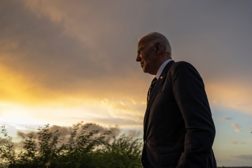 President Joe Biden leaves the stage after speaking at the National Slavery Museum in Morro da Cruz in Angola on December 3, 2024. (Photo by ANDREW CABALLERO-REYNOLDS/AFP via Getty Images)