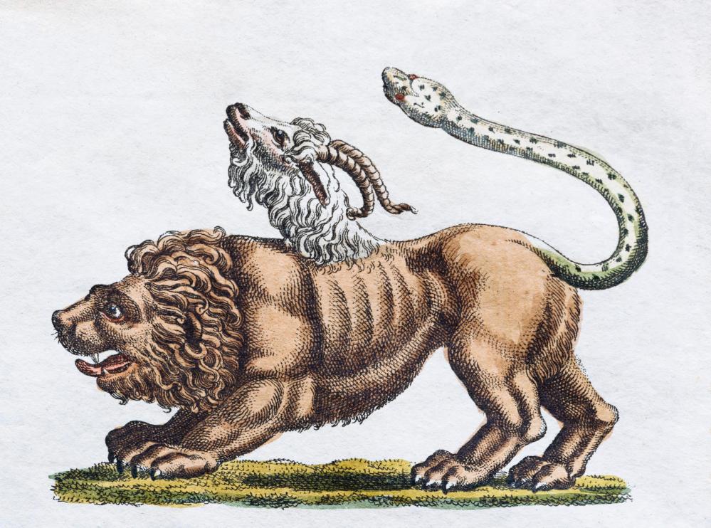 Chimera or Chimera, handcoloured copper engraving from Friedrich Justin Bertuch Picture book for children, Weimar 1792
