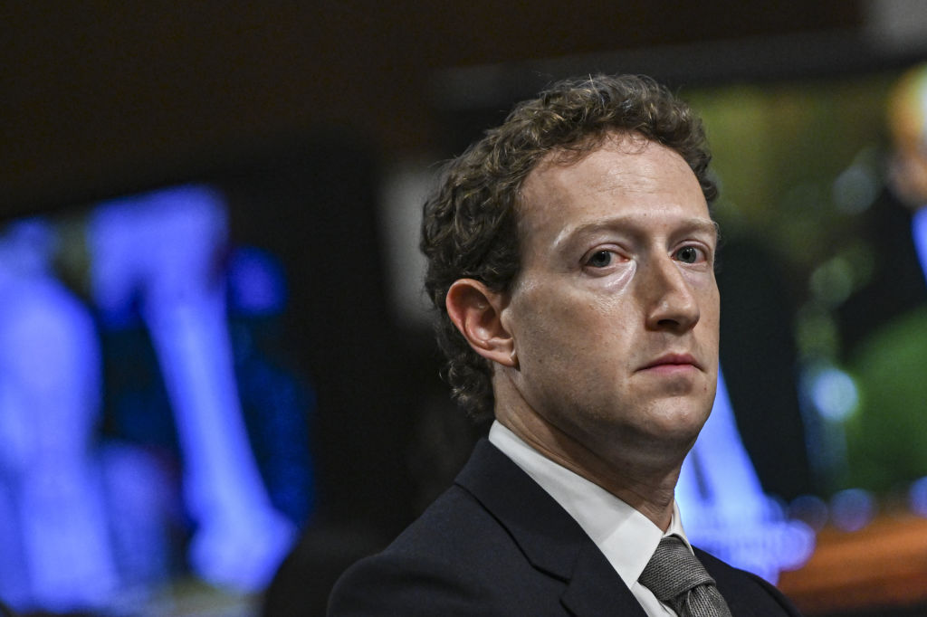 Meta CEO Mark Zuckerberg during a Senate hearing on January 31, 2024. (Photo by Celal Gunes/Anadolu via Getty Images)