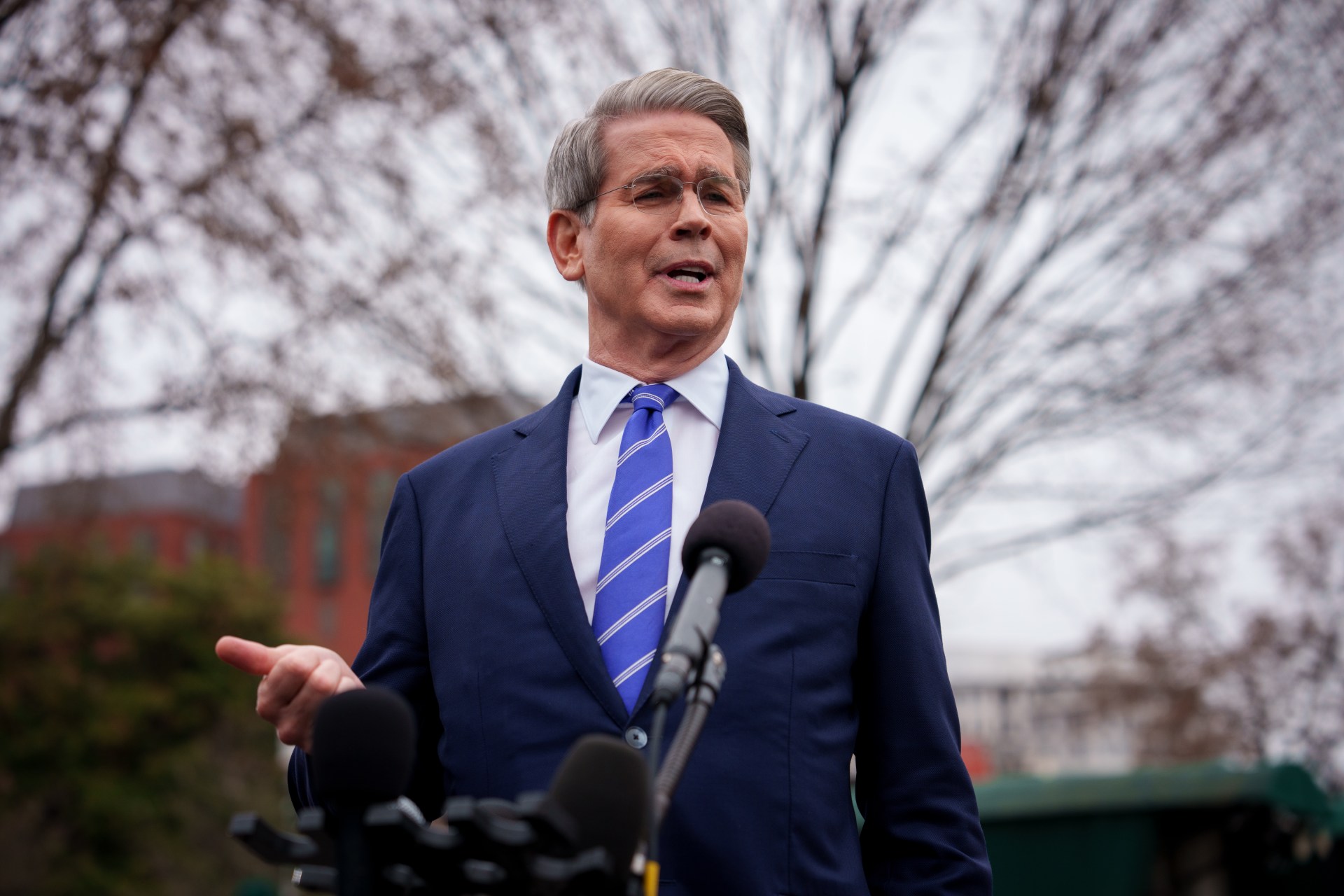 Treasury Secretary Scott Bessent Speaks To Reporters At The White House
