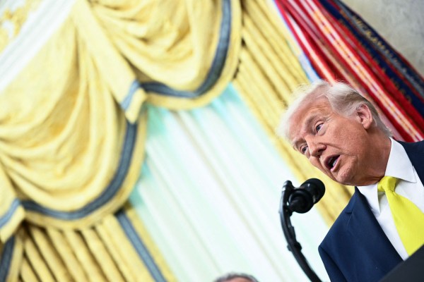 President Donald Trump speaks in the Oval Office in Washington, D.C., on April 18, 2025. (Photo by Mandel Ngan/AFP/Getty Images)
