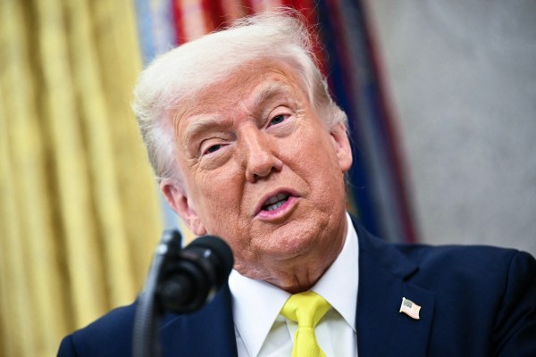 President Donald Trump speaks in the Oval Office of the White House in Washington, D.C. on April 18, 2025. (Photo by Mandel Ngan/AFP/Getty Images)